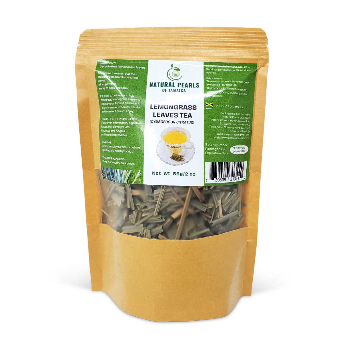 Natural Pearls of Jamaica Lemongrass Tea Leaves, 2oz - Sweet Jamaica Shopping