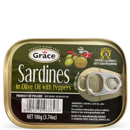 GRACE SARDINES OLIVE OIL PEPPERS 106g (3pk)