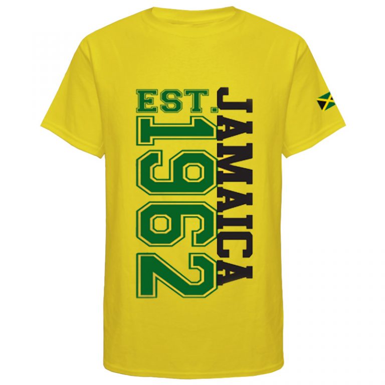 Men’s ‘Jamaica 1962’ Printed Cotton T-shirt yellow