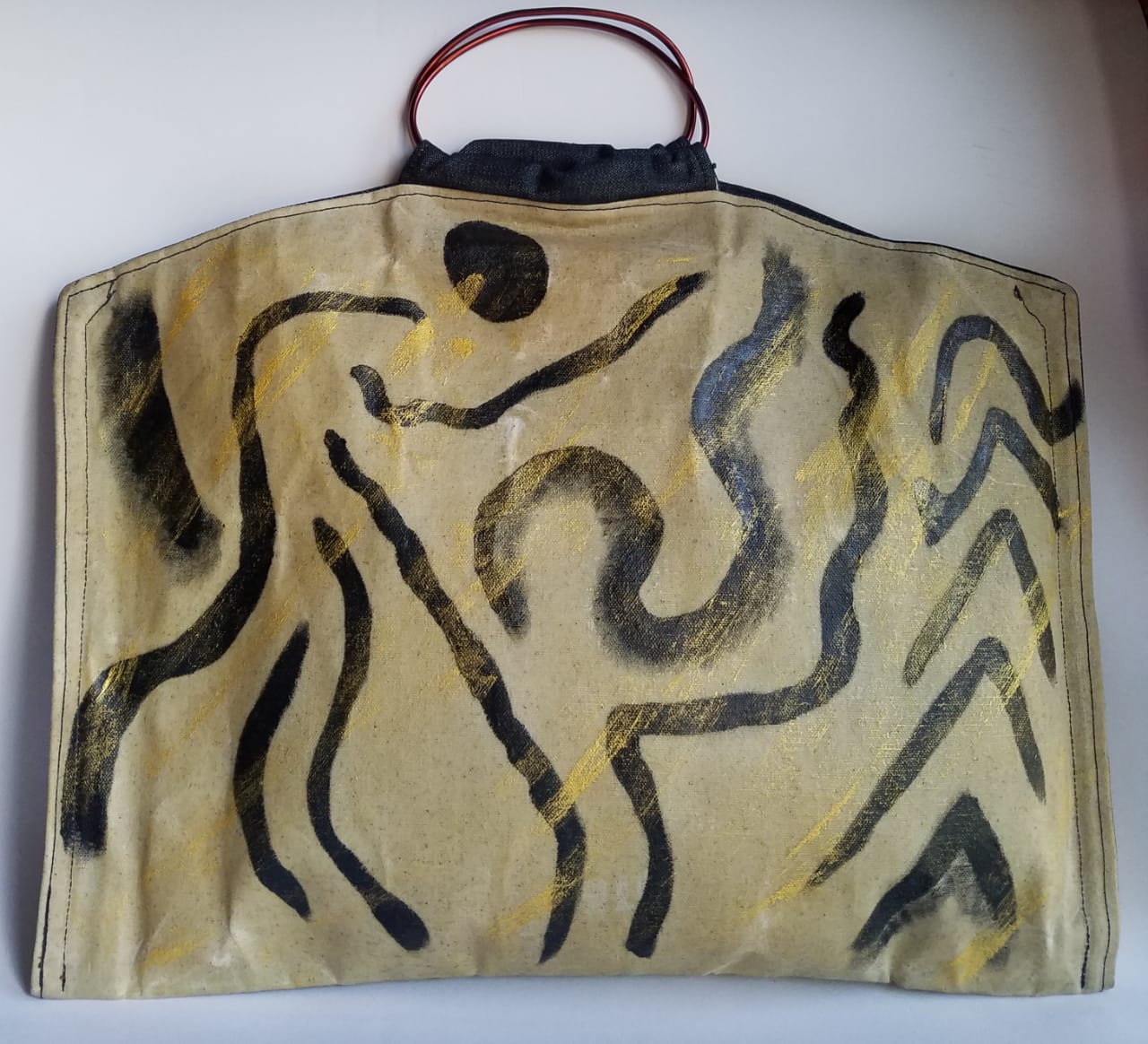 Large double sided Hand painted Canvas bag