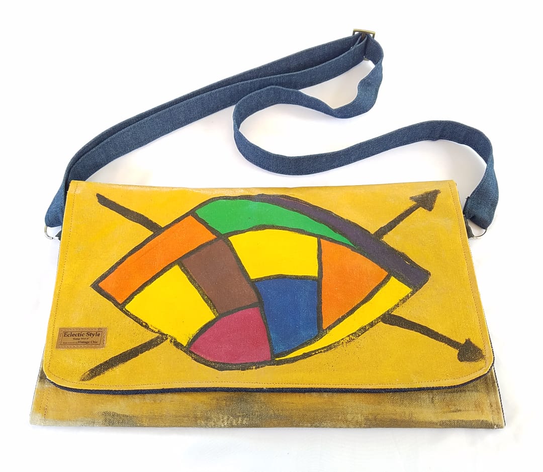 Hand painted shoulder bag