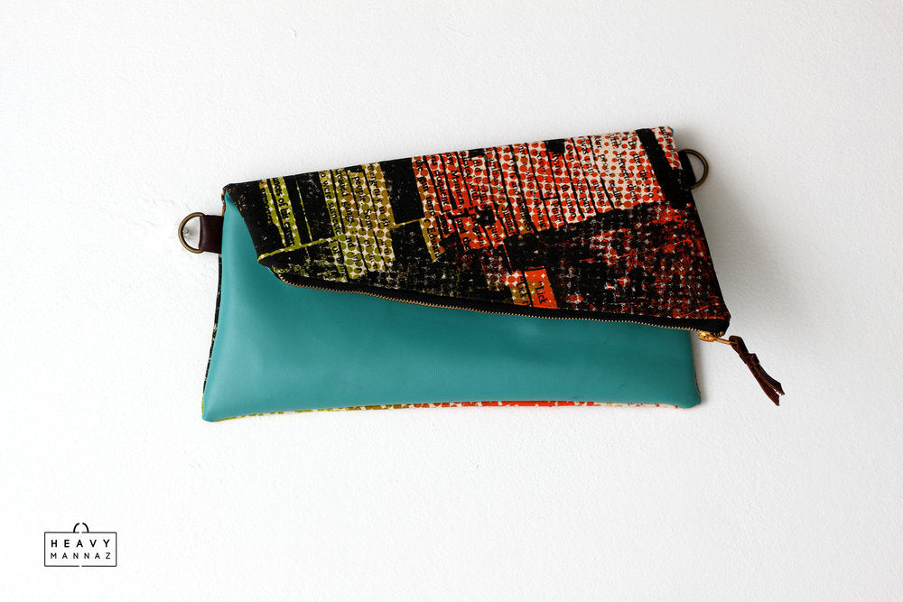 South-side clutch with leather