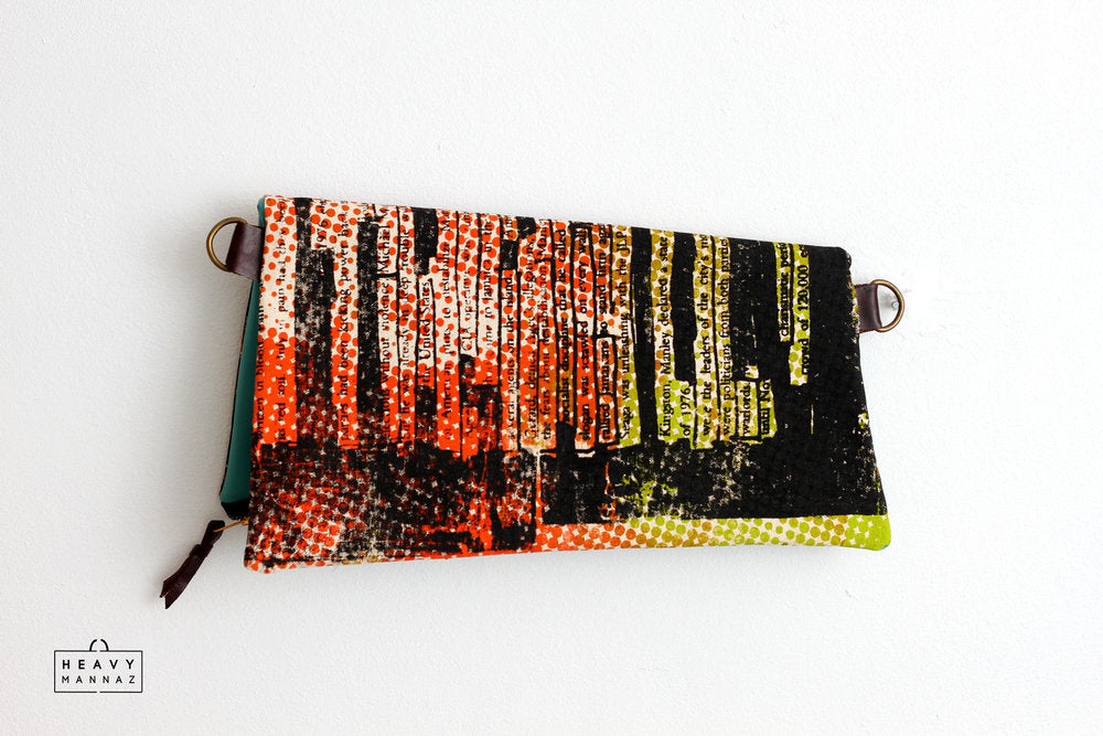 South-side clutch with Canvas & Faux Leather