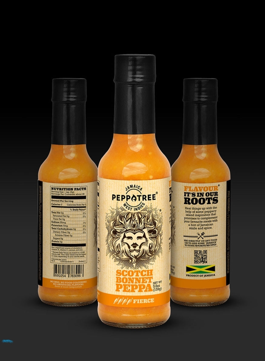 It is hot but full of flavour. 
It is a favourite sauce within the island and loved globally. It has all the flavour of a traditional Scotch Bonnet Pepper is perfect for adding hot flavour to all meats and dishes. Its primarily pepper mash. 
