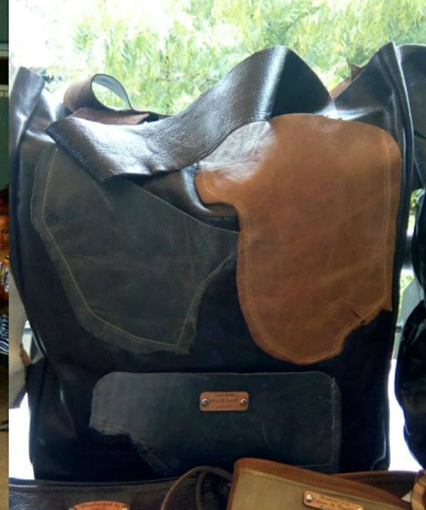 Large Brown Tote with Tri-Color Pockets