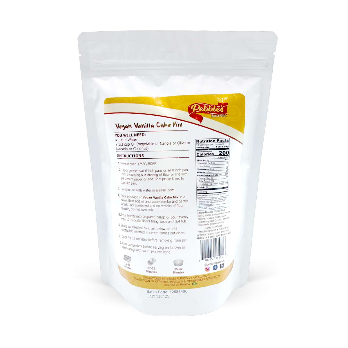 Pebbles Pastries Vegan Vanilla Cake Mix, 432g - Sweet Jamaica Shopping