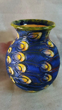 Peacock & hibiscus vase