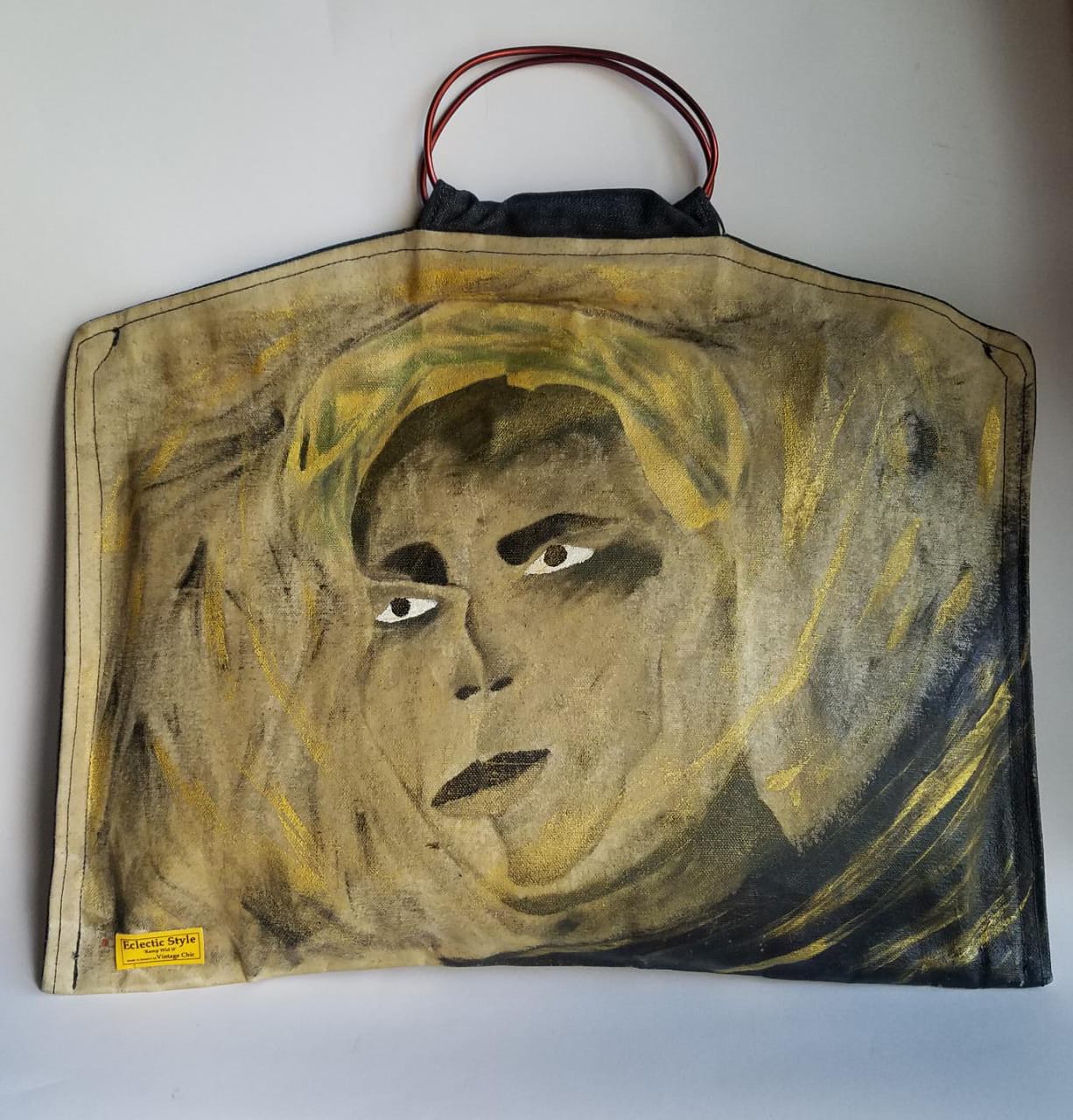 Large double sided Hand painted  Canvas bag