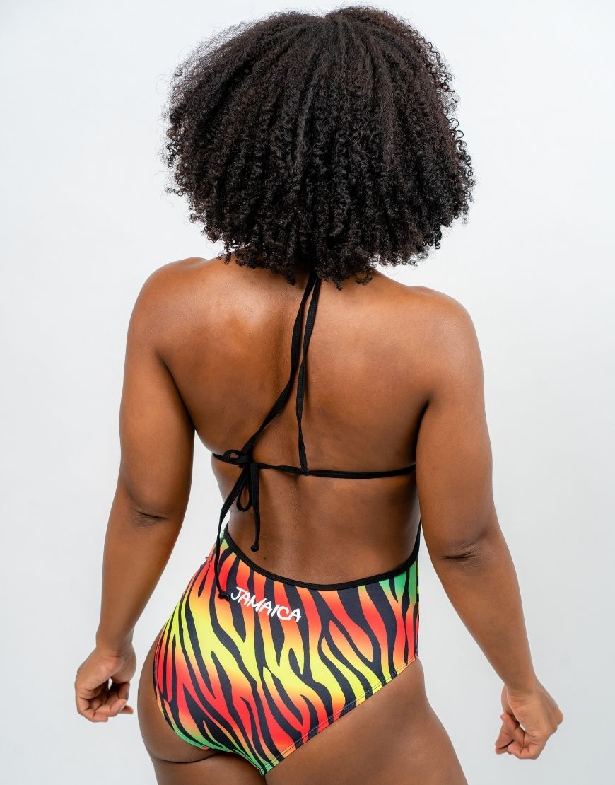 FLAME PRINT MONOKINI SWIMSUIT -RASTA