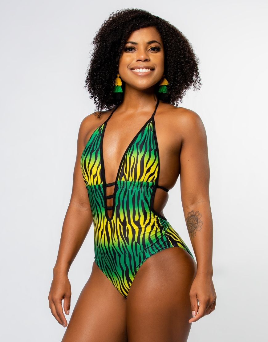 FLAME PRINT MONOKINI SWIMSUIT -JA