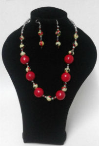 Red paper bead Necklace set