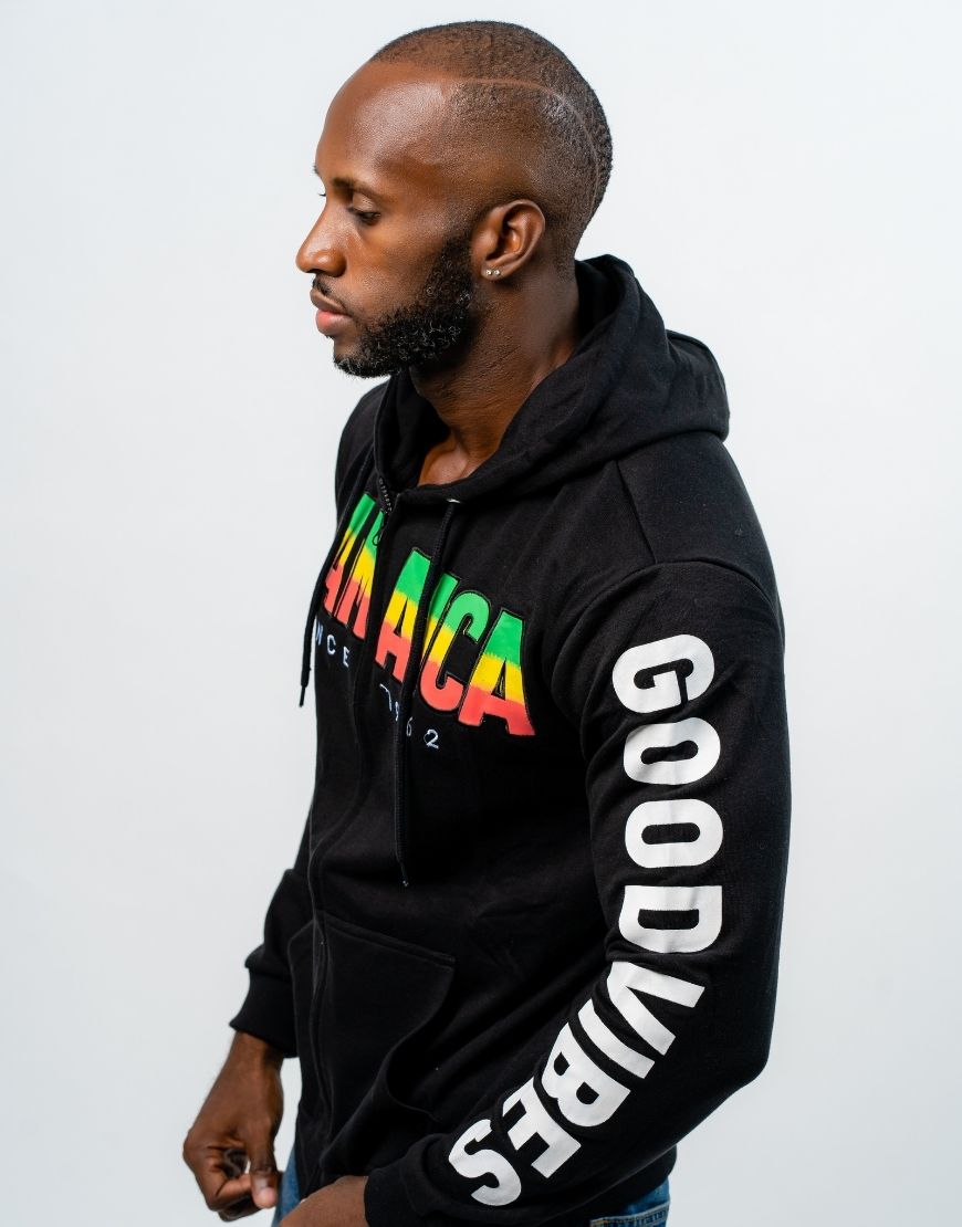 JAMAICA SINCE 1962. GOOD VIBES PULLOVER- BLACK